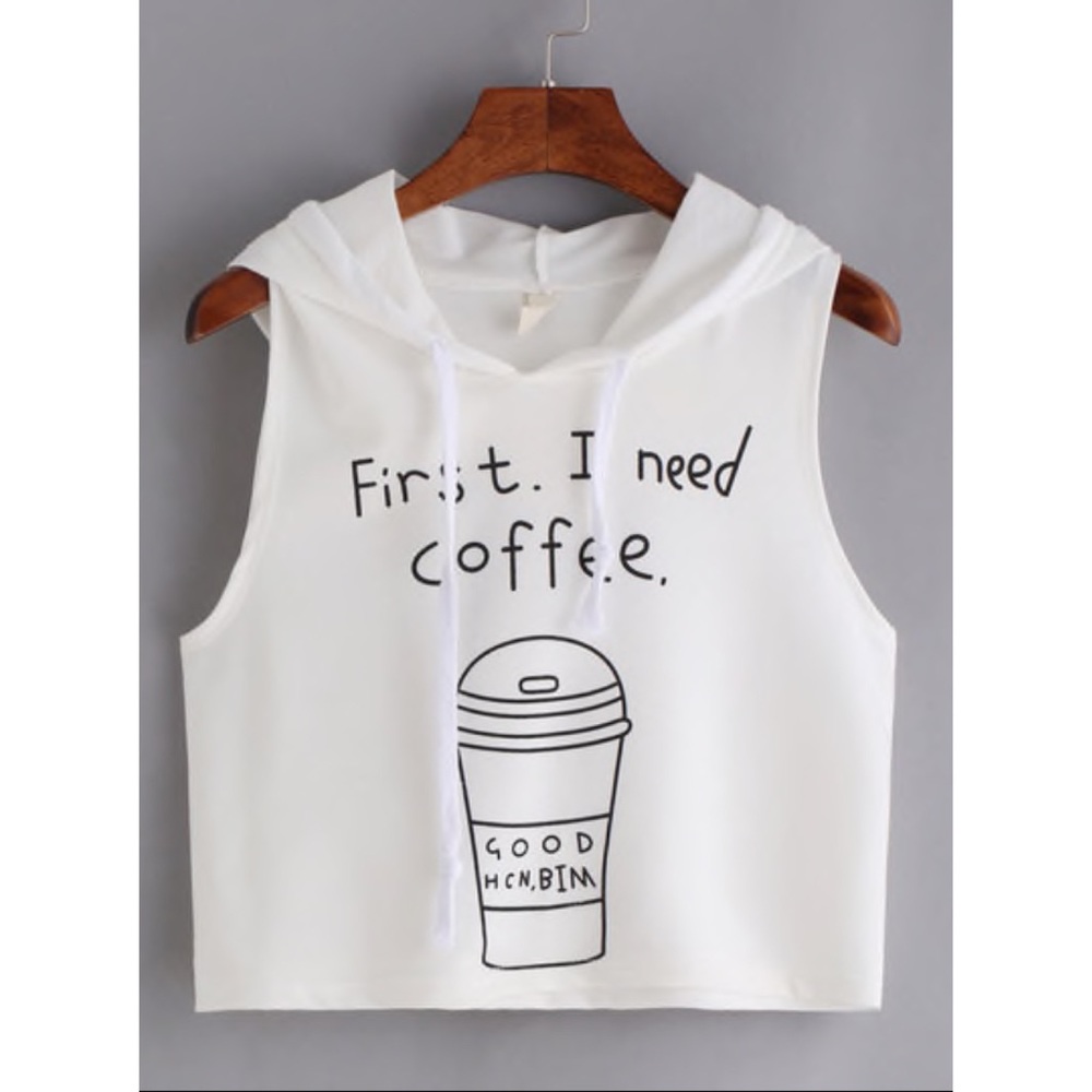 Coffee Print Crop top hoodie